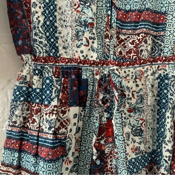 Mossimo Boho Patchwork Romper Hippie Festival Beach Cottage Fairy Size Small 90s - Picture 3 of 15